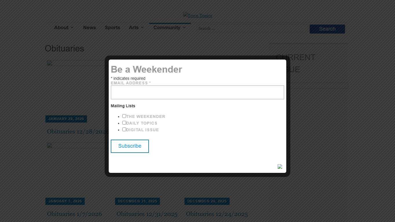 Obituaries – Town Topics