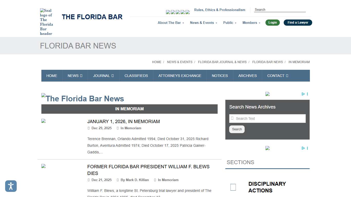 In Memoriam – The Florida Bar